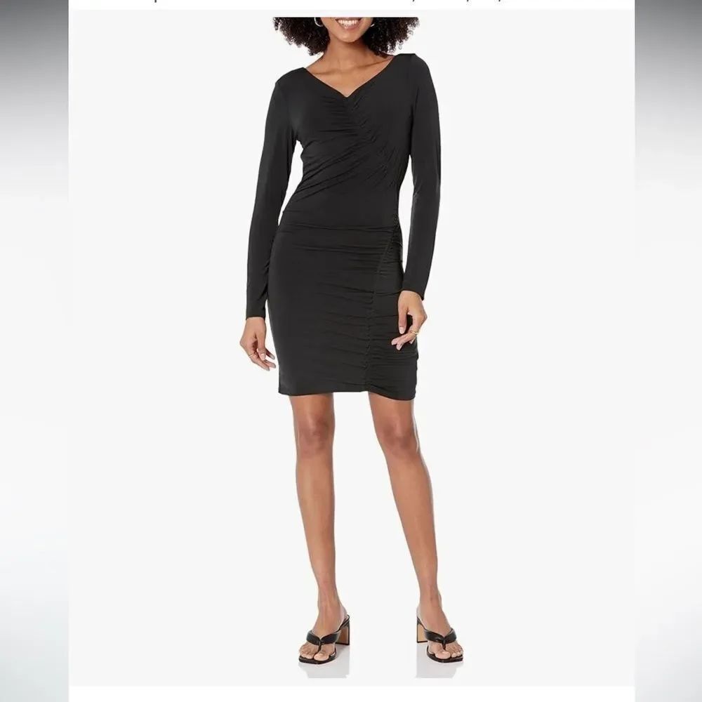 The Drop Estaa black Ruched dress NWT